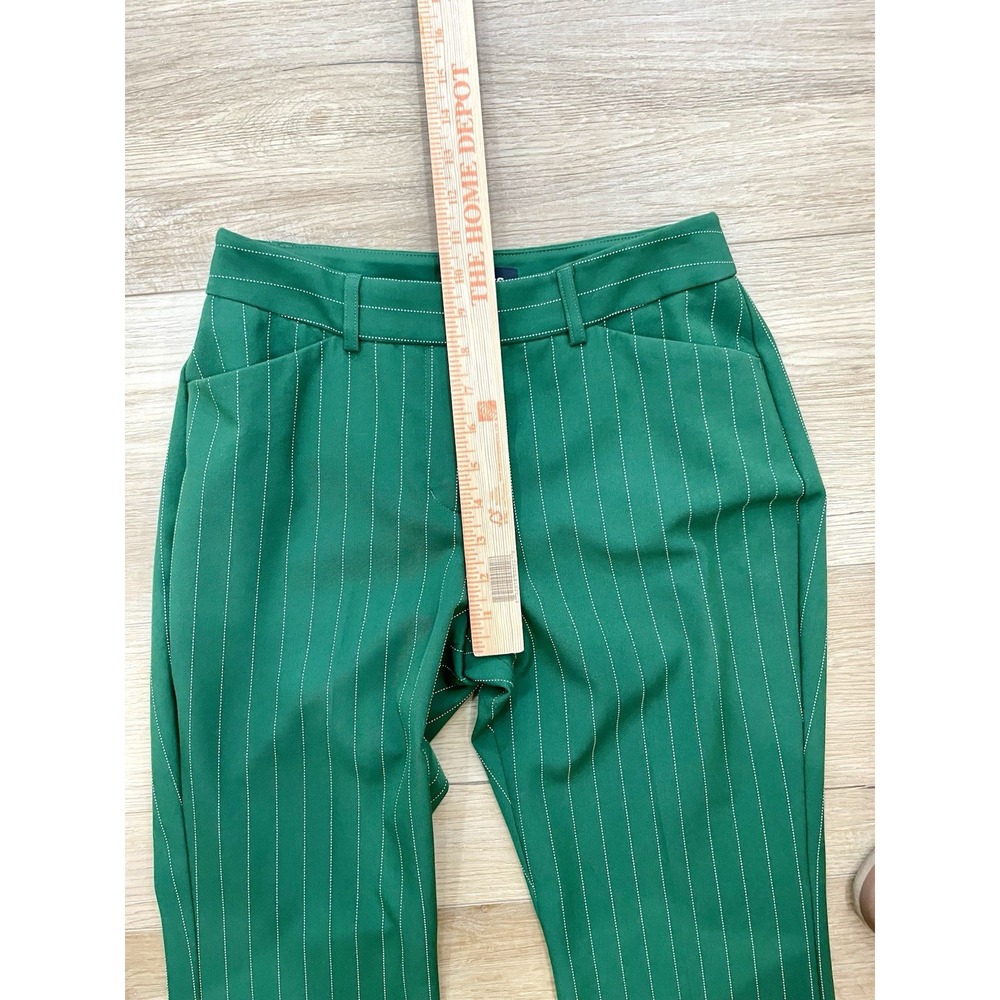 Express Publicist Barely Boot Mid Rise Green Pinstripe Stretch Pants Size 4S - Picture 7 of 15